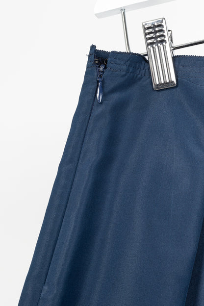 Prada Blue Silk-Taffeta Pleated Flared Skirt
