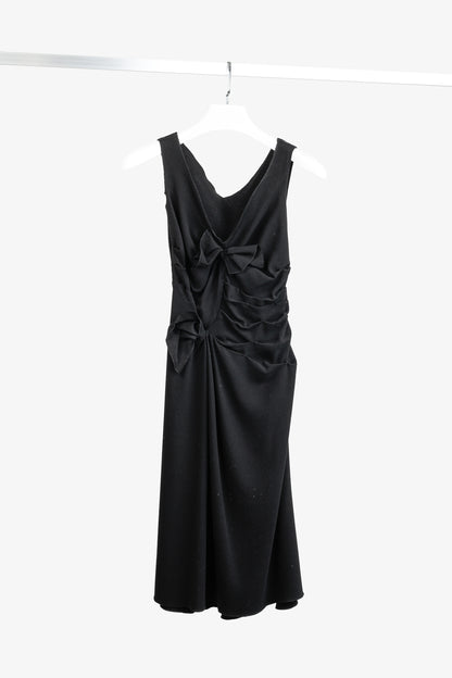 Prada Black Crepe Bow Sleeveless Dress