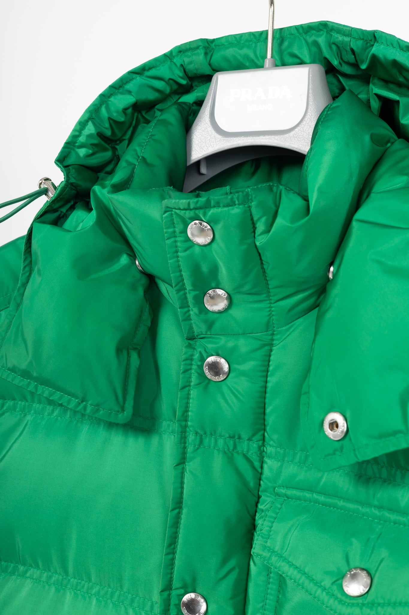 Prada Green Nylon Hooded Puffer Jacket