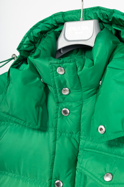 Prada Green Nylon Hooded Puffer Jacket
