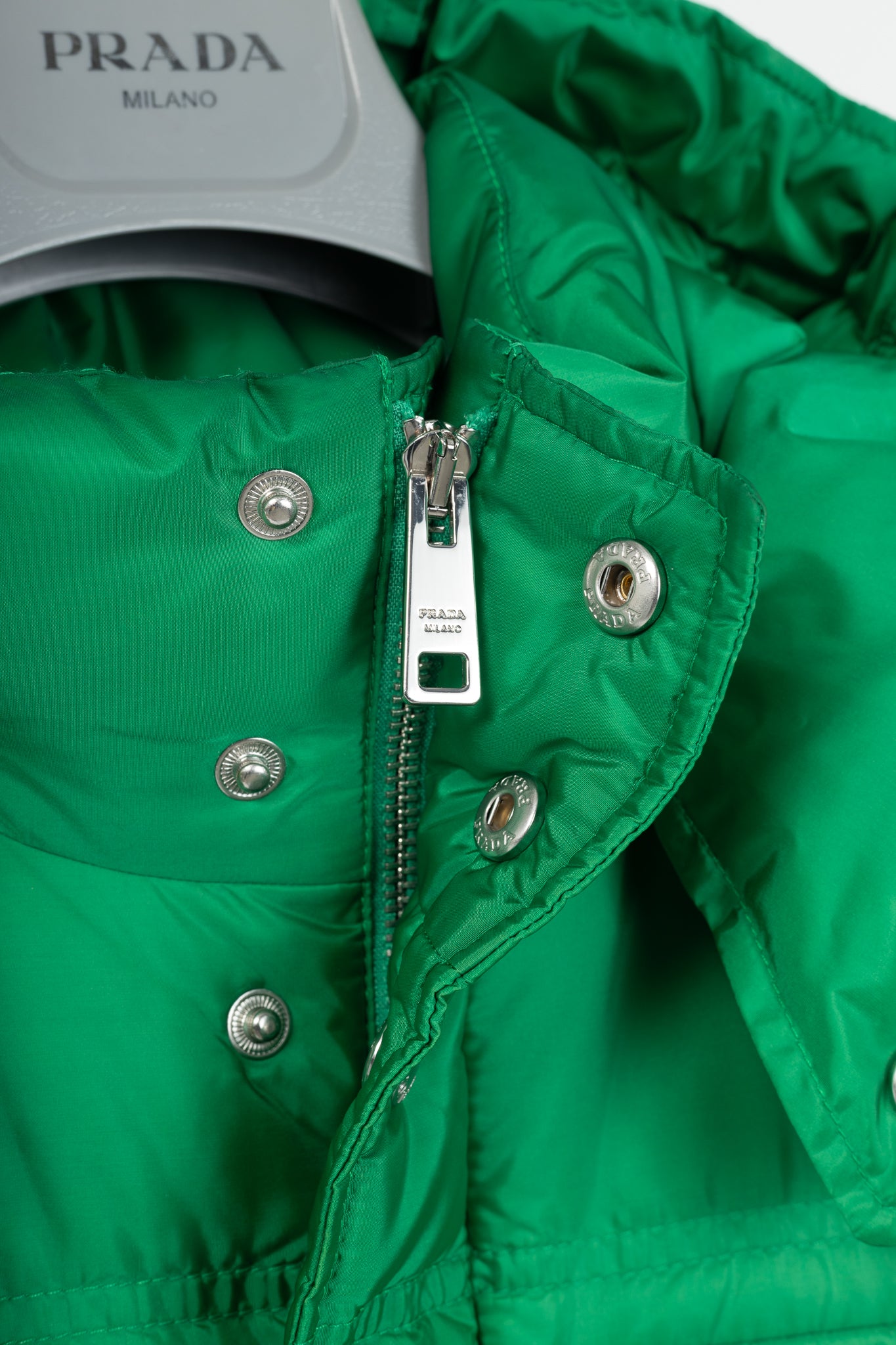 Prada Green Nylon Hooded Puffer Jacket
