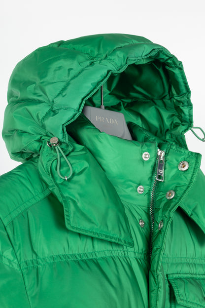 Prada Green Nylon Hooded Puffer Jacket
