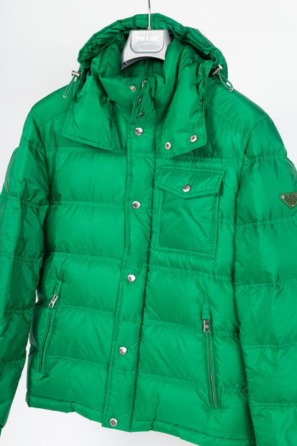 Prada Green Nylon Hooded Puffer Jacket