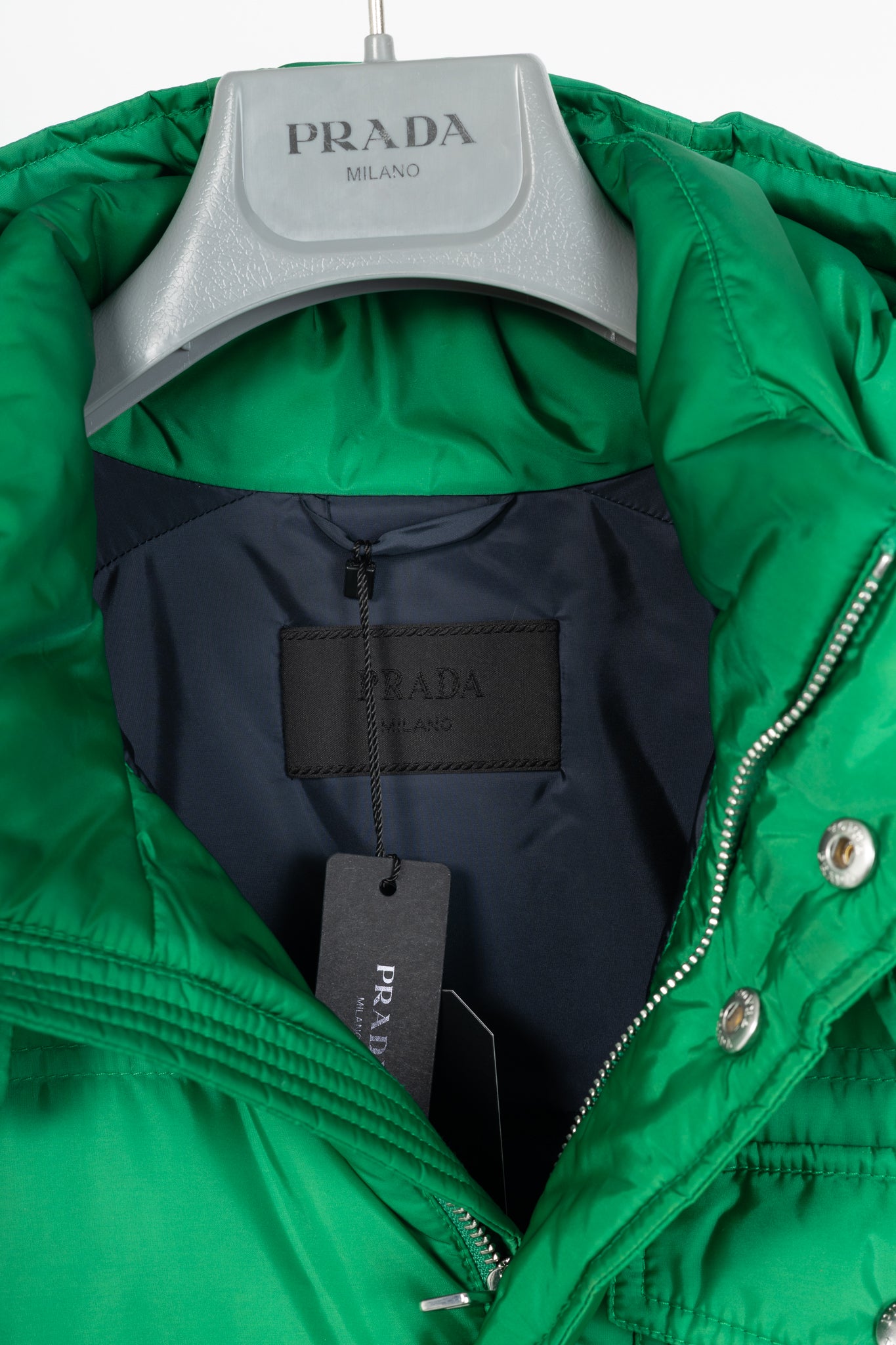 Prada Green Nylon Hooded Puffer Jacket