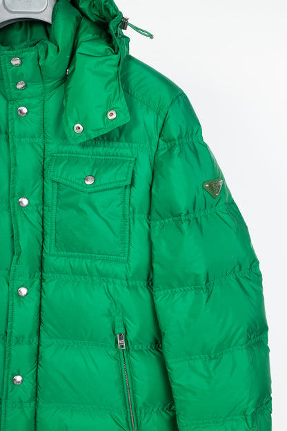 Prada Green Nylon Hooded Puffer Jacket