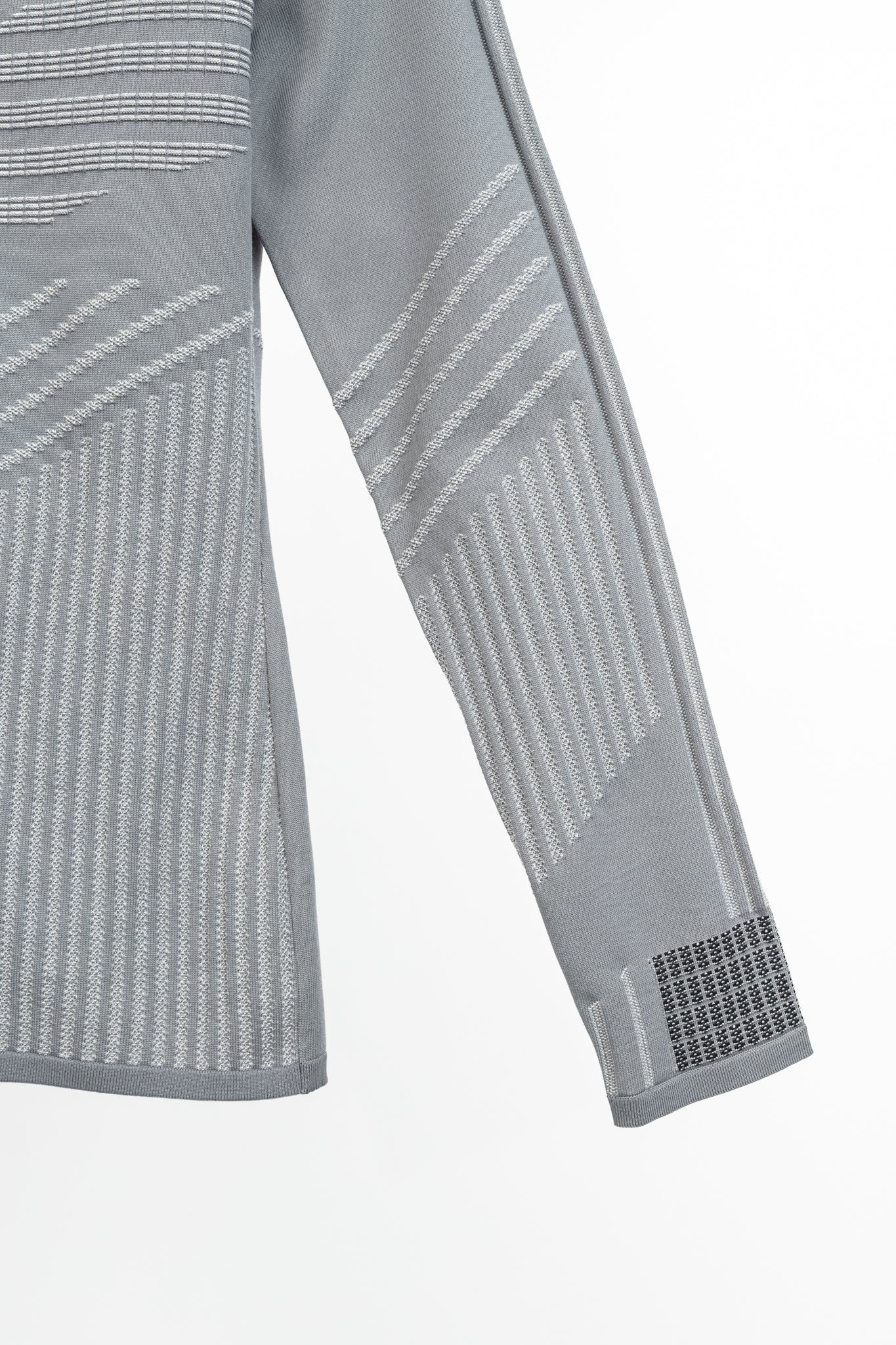 Prada Resort 2018 Runway Grey Embossed Techno Mock-Neck Long-Sleeve