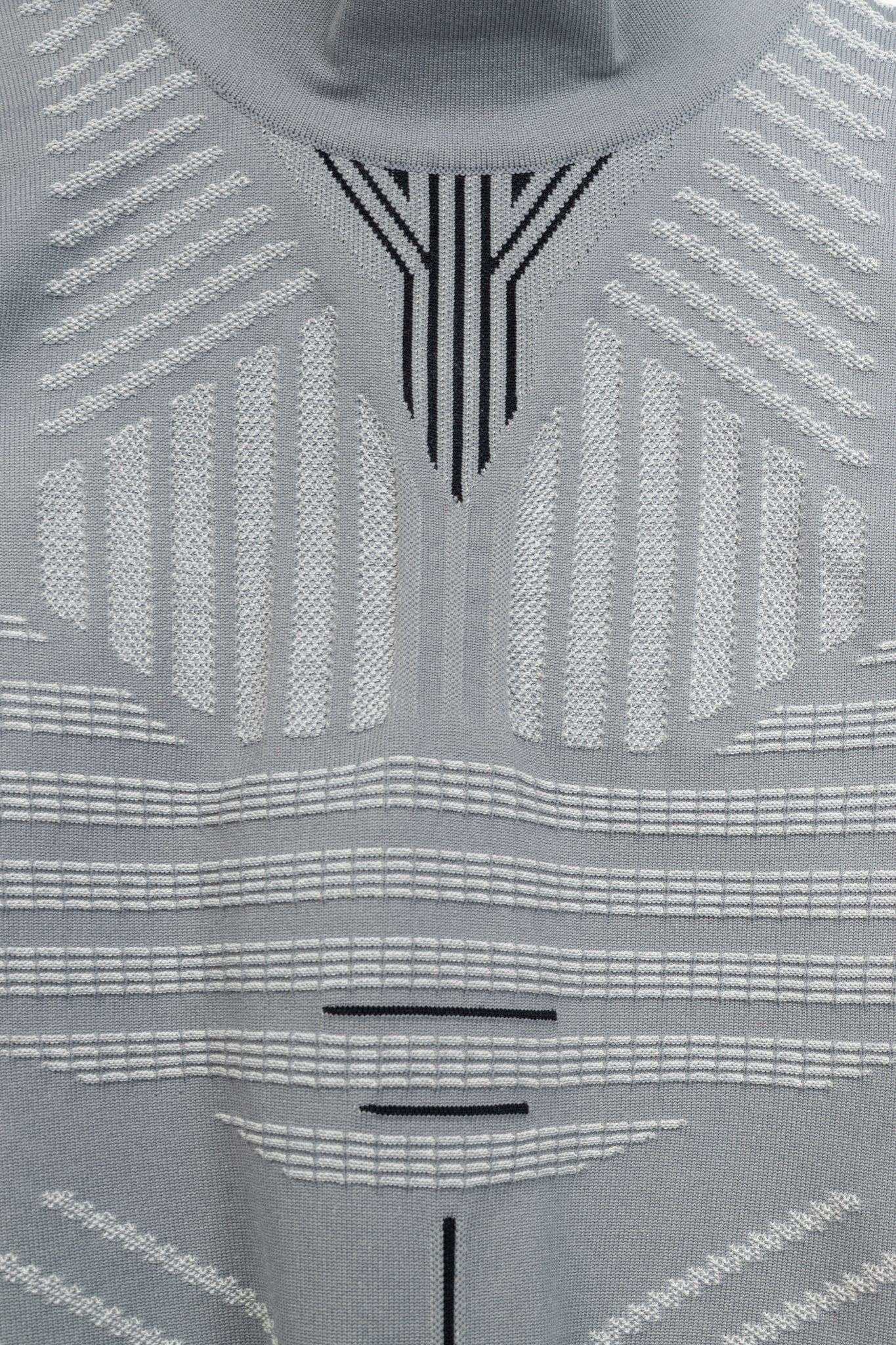 Prada Resort 2018 Runway Grey Embossed Techno Mock-Neck Long-Sleeve