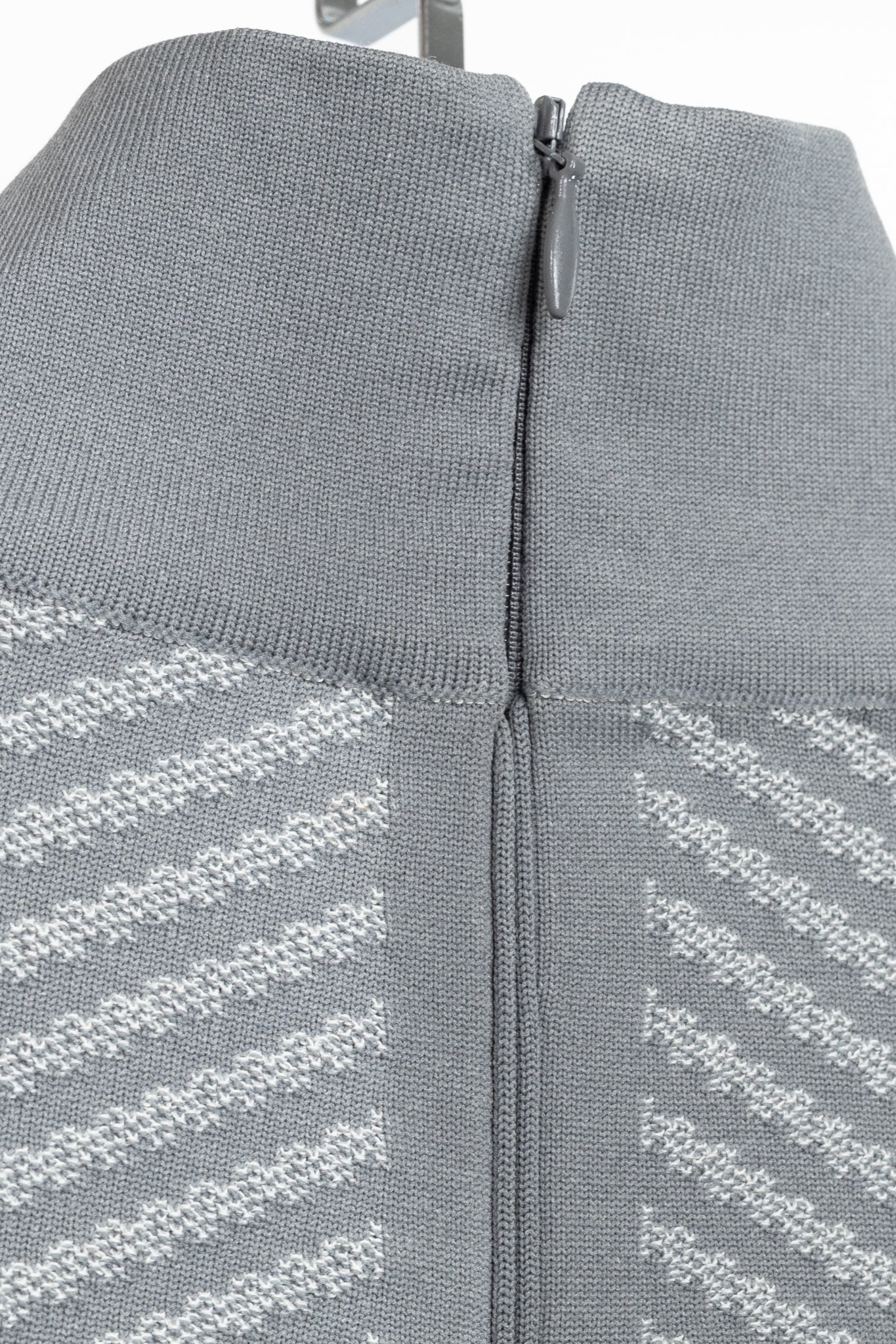 Prada Resort 2018 Runway Grey Embossed Techno Mock-Neck Long-Sleeve