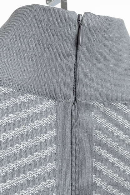 Prada Resort 2018 Runway Grey Embossed Techno Mock-Neck Long-Sleeve