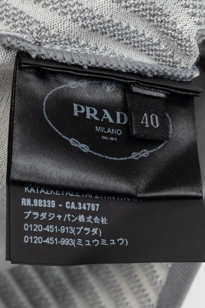 Prada Resort 2018 Runway Grey Embossed Techno Mock-Neck Long-Sleeve
