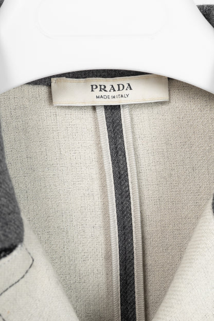 Prada Grey Wool Raw-Edge Tailored Jacket