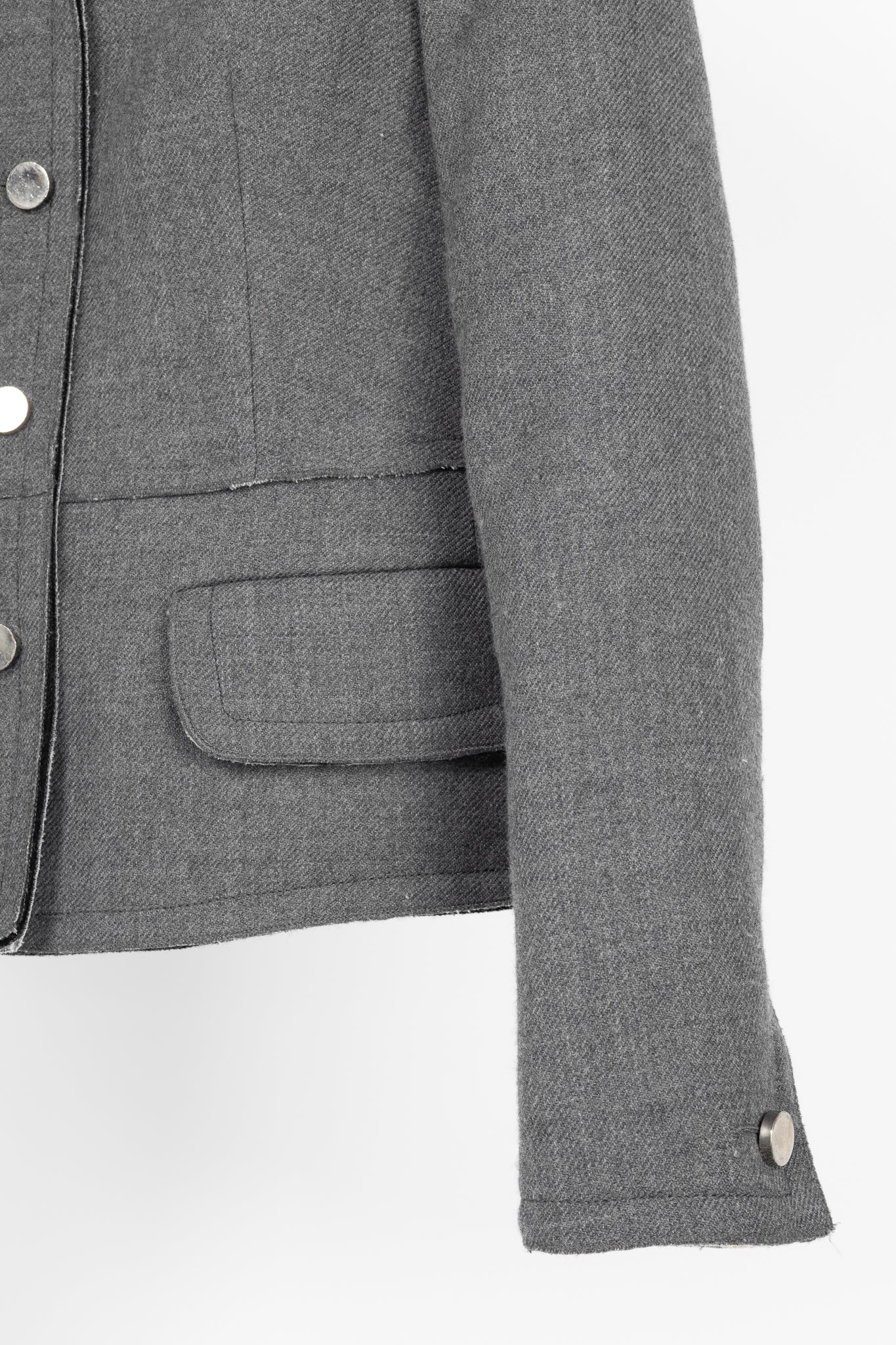 Prada Grey Wool Raw-Edge Tailored Jacket