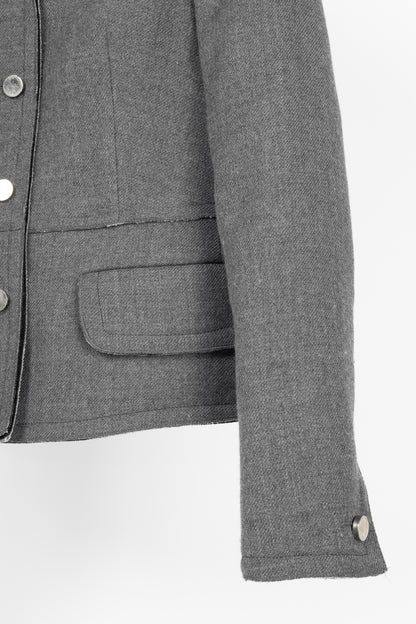 Prada Grey Wool Raw-Edge Tailored Jacket