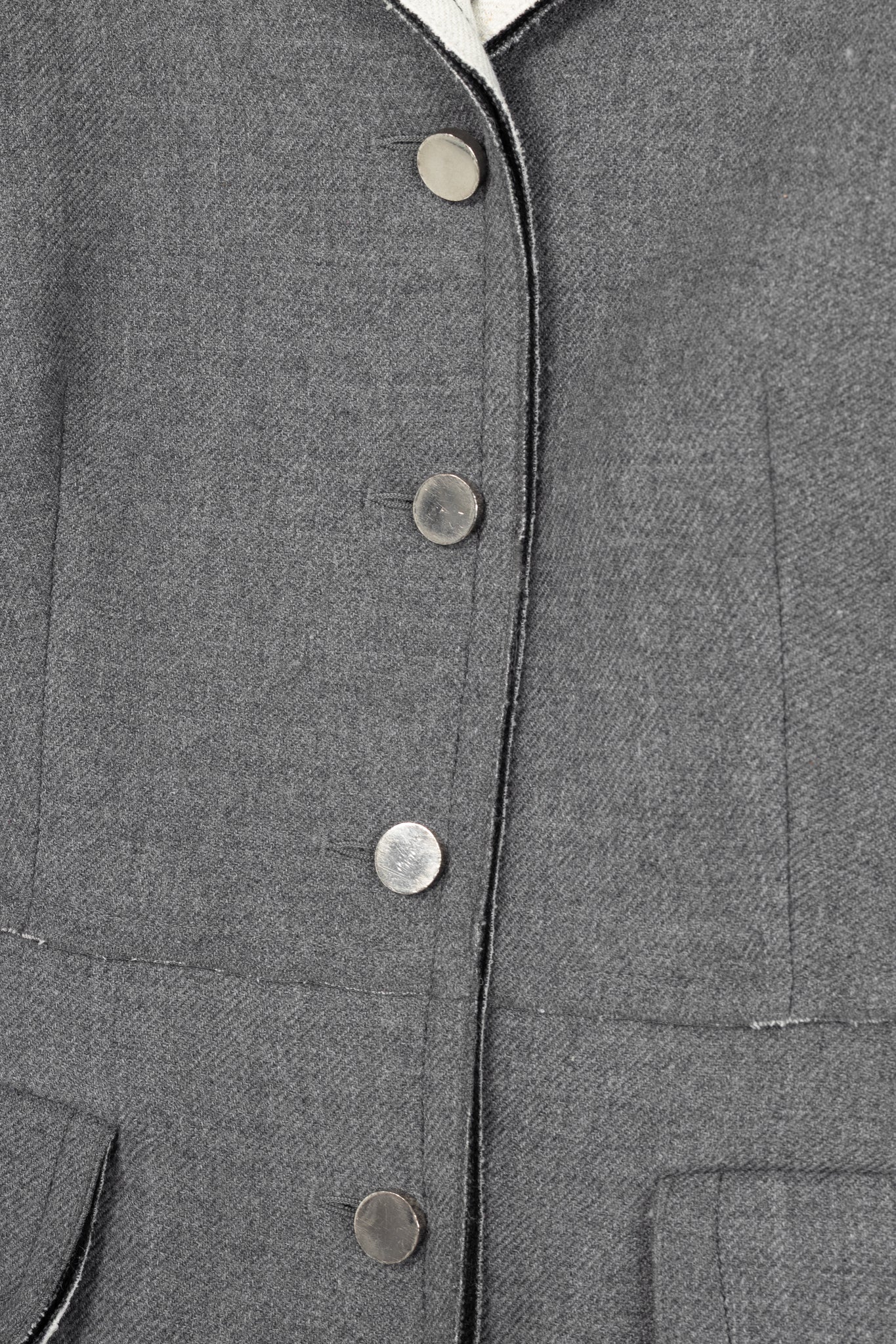 Prada Grey Wool Raw-Edge Tailored Jacket