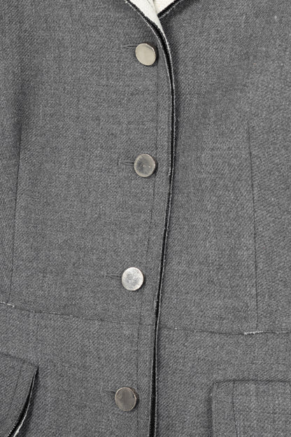 Prada Grey Wool Raw-Edge Tailored Jacket