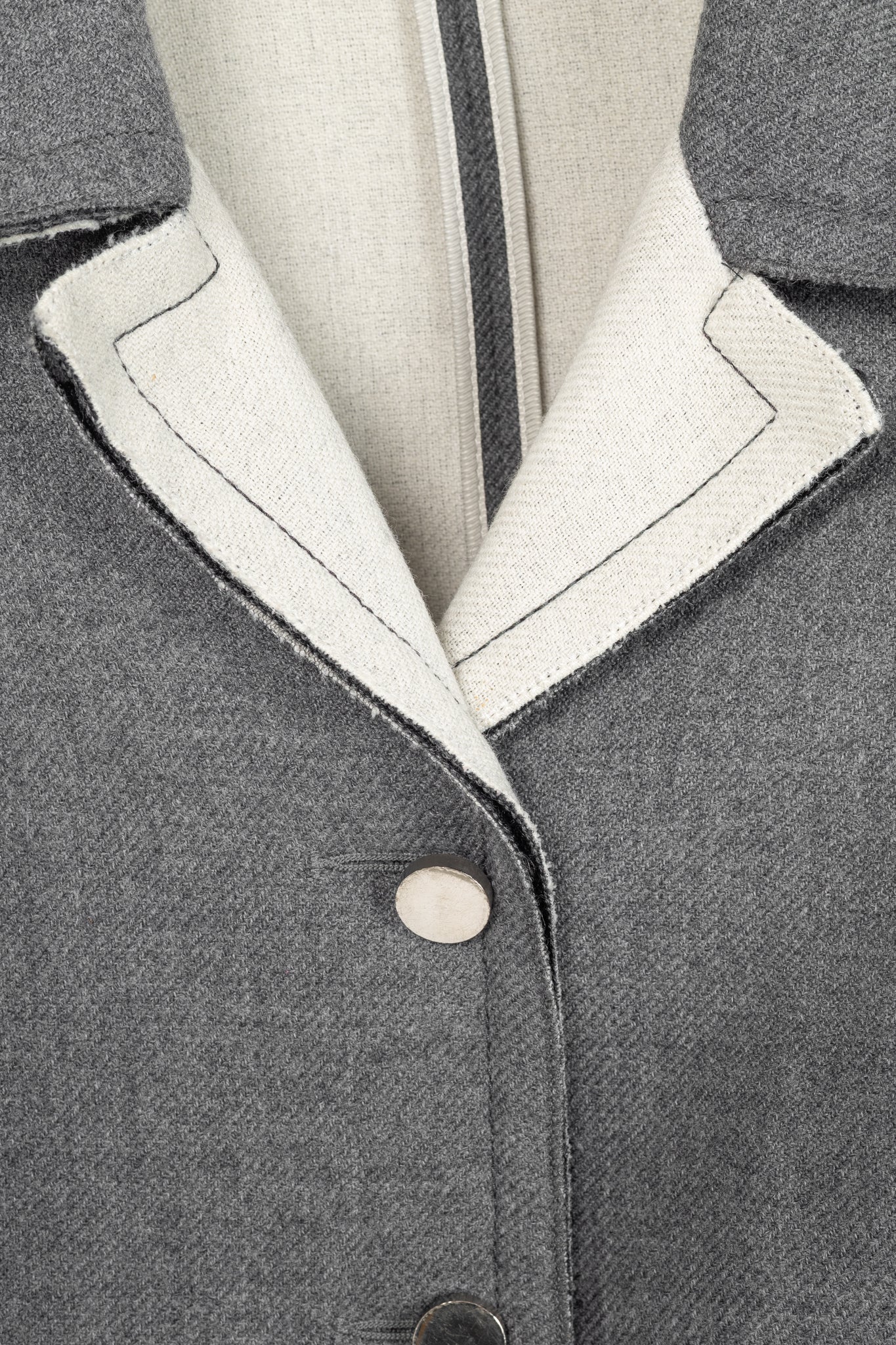 Prada Grey Wool Raw-Edge Tailored Jacket