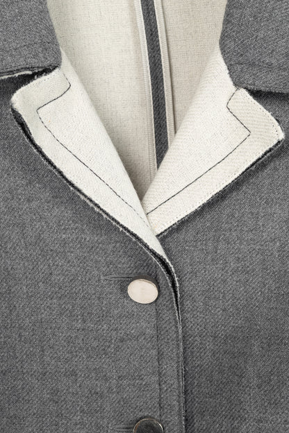 Prada Grey Wool Raw-Edge Tailored Jacket