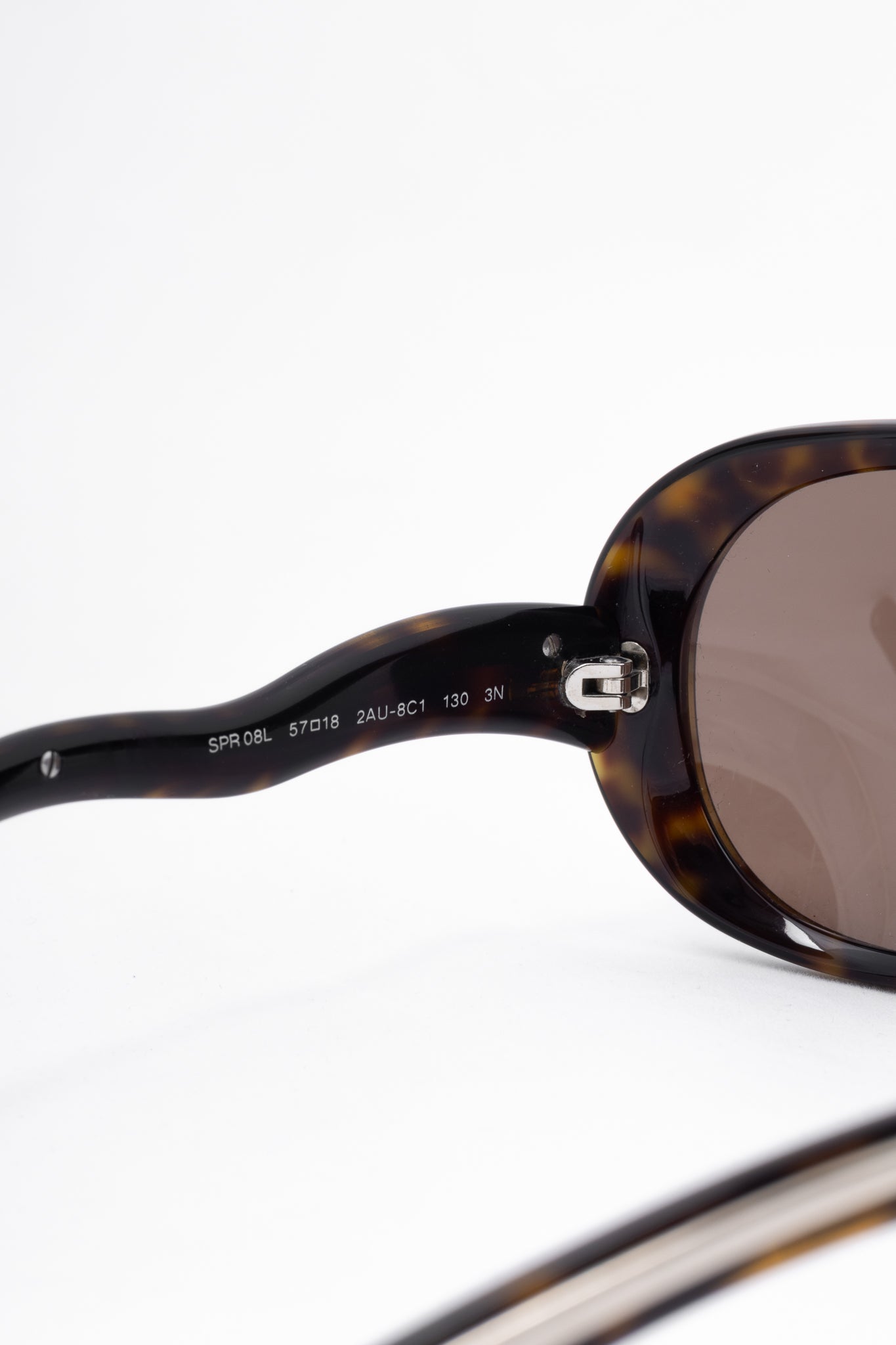 Prada SPR 08L Tortoiseshell Wavy-Arm Round Sunglasses