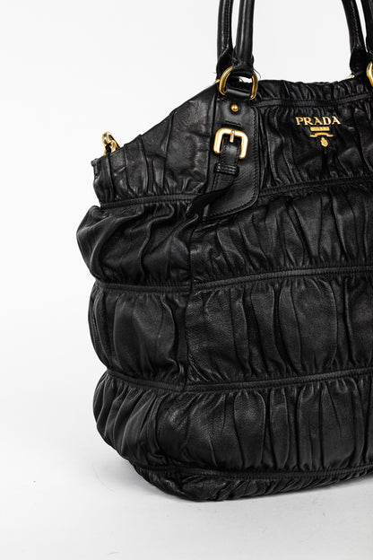 Prada Nero Nappa Gaufre Leather Tote