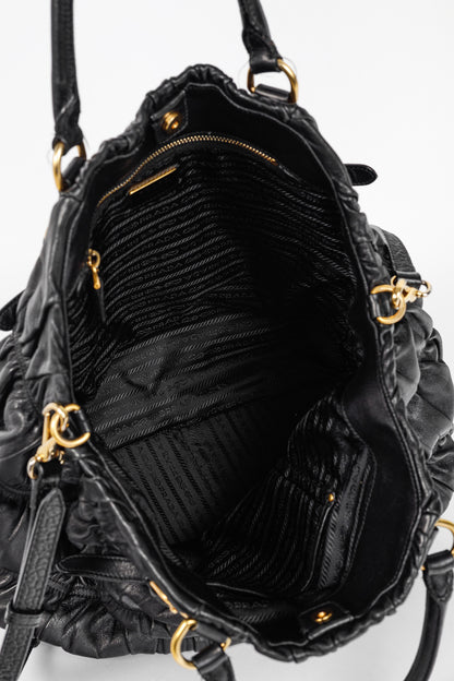 Prada Nero Nappa Gaufre Leather Tote
