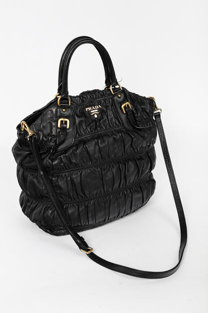 Prada Nero Nappa Gaufre Leather Tote
