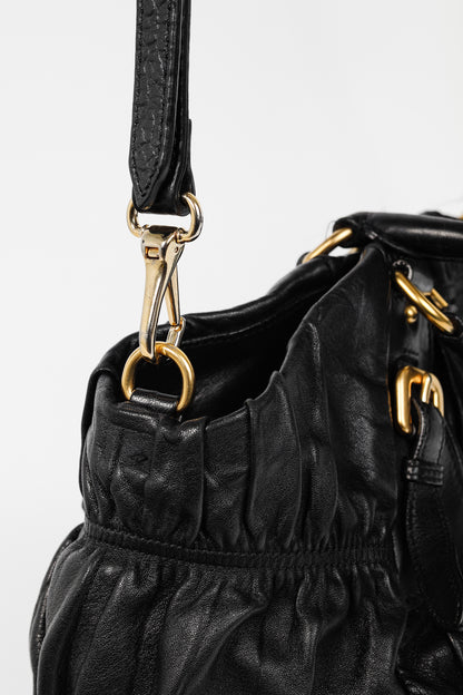 Prada Nero Nappa Gaufre Leather Tote