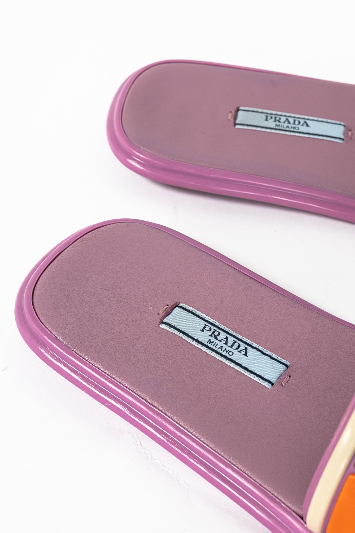 Prada SS17 Runway Pink Color-Block Rubber & Leather Slides
