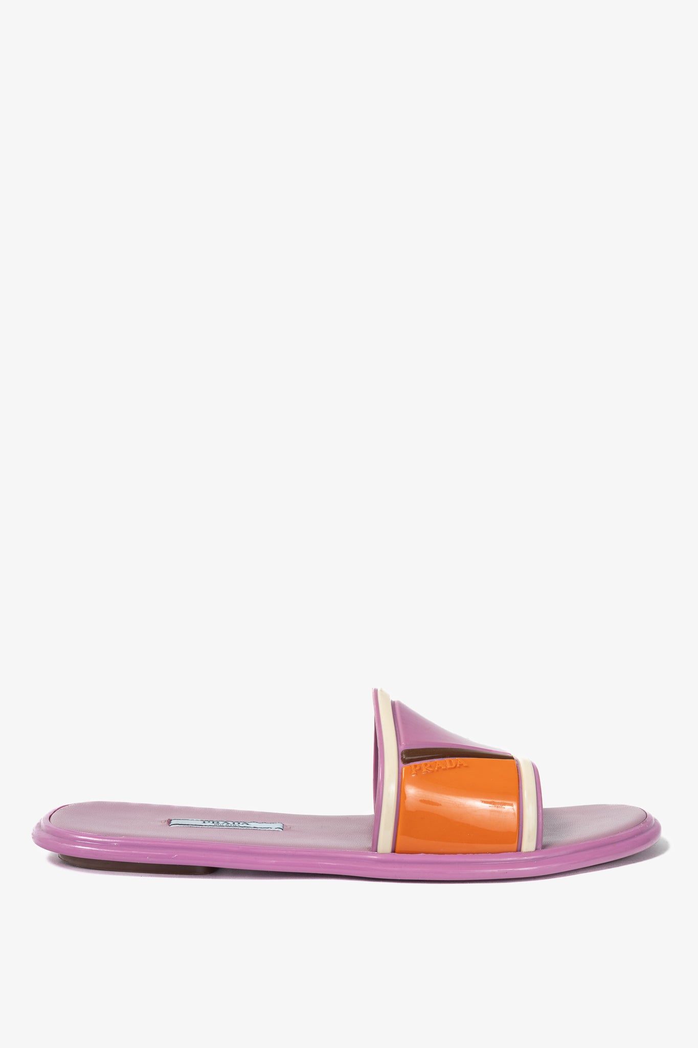 Prada SS17 Runway Pink Color-Block Rubber & Leather Slides