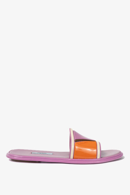 Prada SS17 Runway Pink Color-Block Rubber & Leather Slides