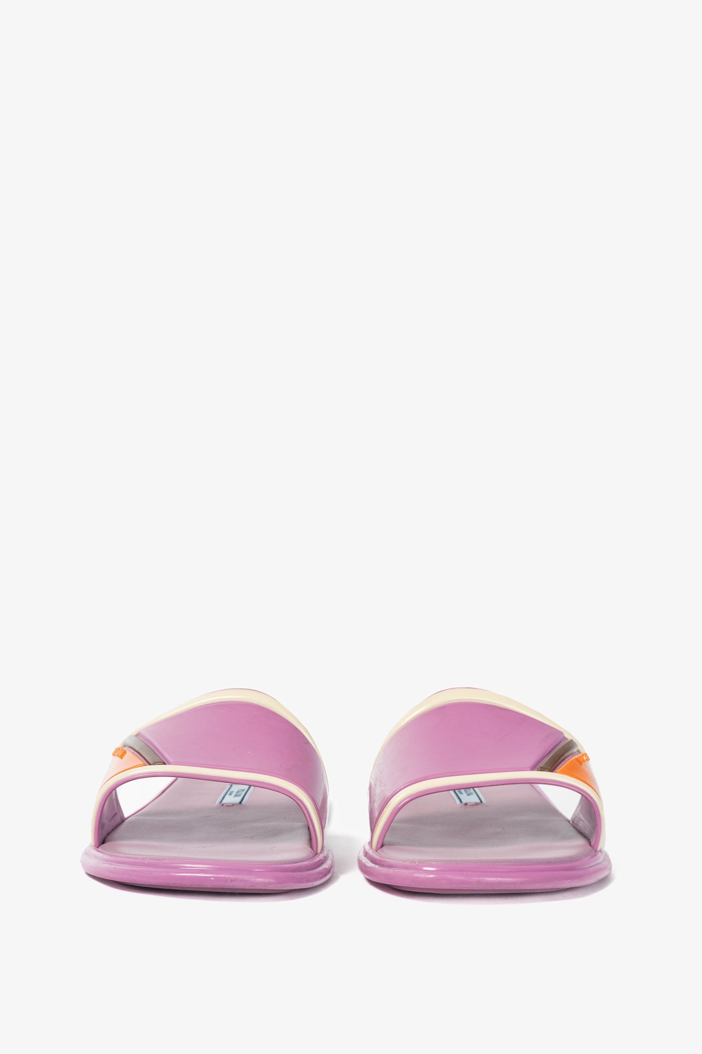 Prada SS17 Runway Pink Color-Block Rubber & Leather Slides