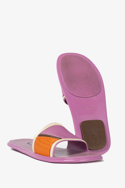 Prada SS17 Runway Pink Color-Block Rubber & Leather Slides