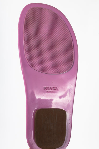 Prada SS17 Runway Pink Color-Block Rubber & Leather Slides