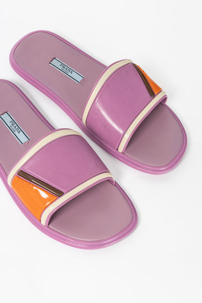 Prada SS17 Runway Pink Color-Block Rubber & Leather Slides