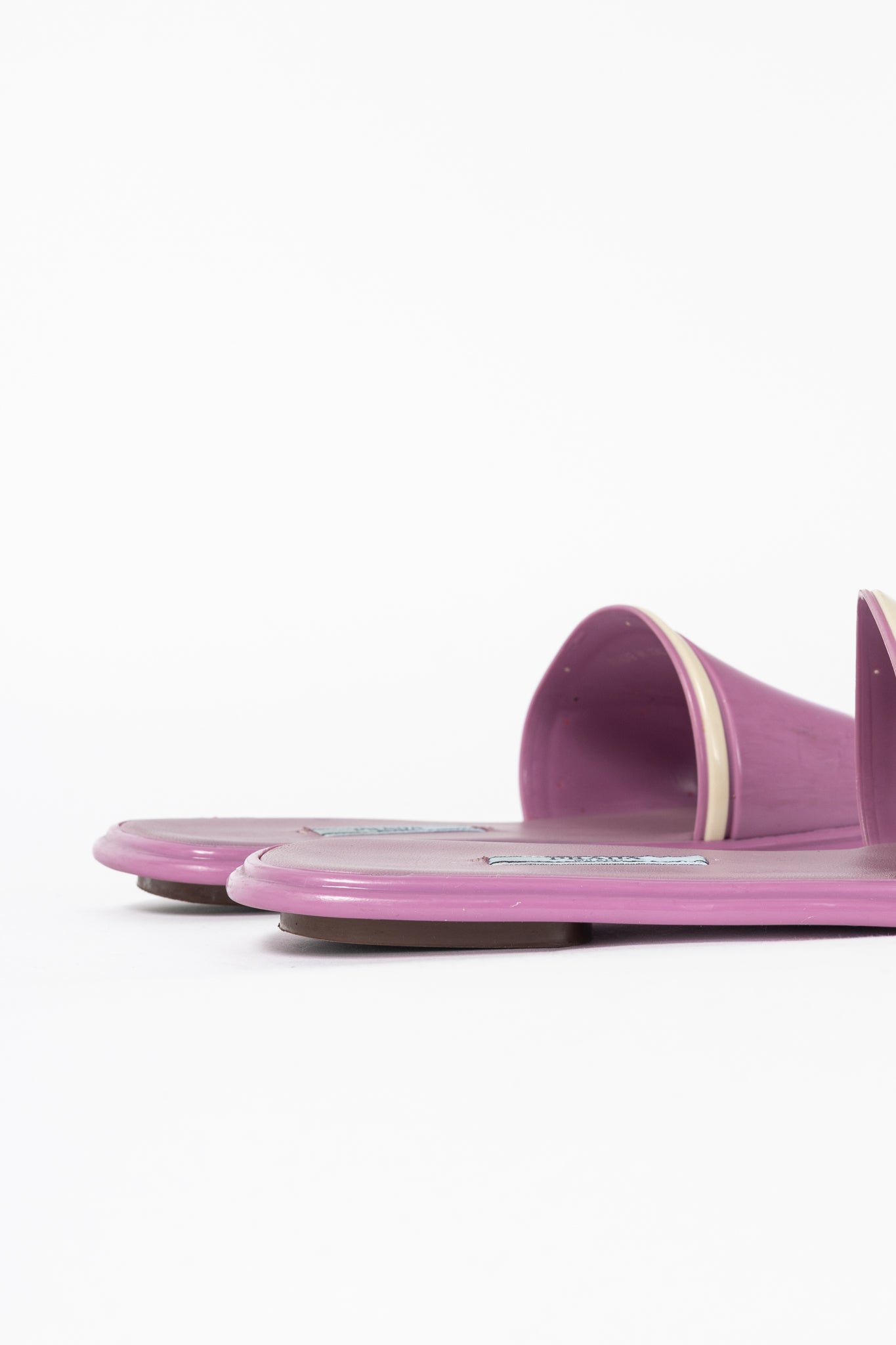 Prada SS17 Runway Pink Color-Block Rubber & Leather Slides
