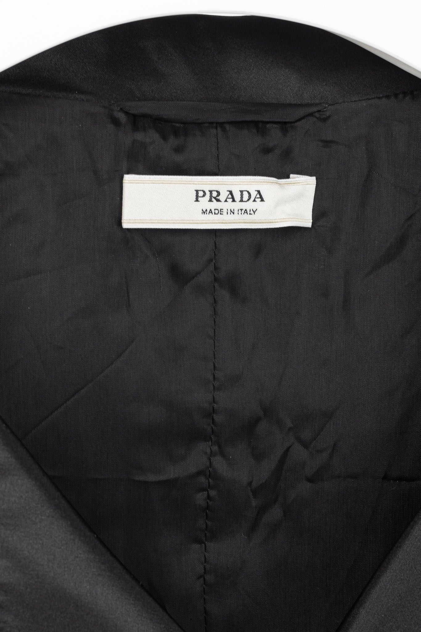 Prada Black Silk-Taffeta Belted Double-Breasted Trench Coat