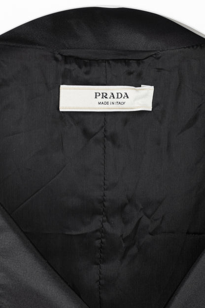 Prada Black Silk-Taffeta Belted Double-Breasted Trench Coat
