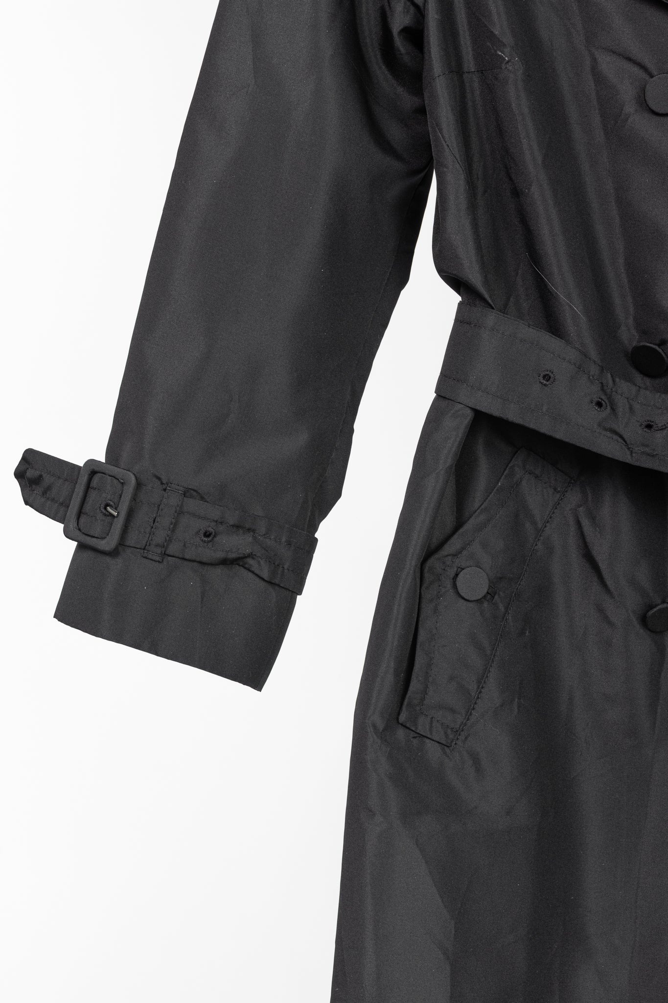 Prada Black Silk-Taffeta Belted Double-Breasted Trench Coat