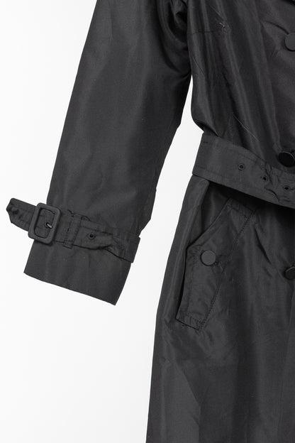 Prada Black Silk-Taffeta Belted Double-Breasted Trench Coat