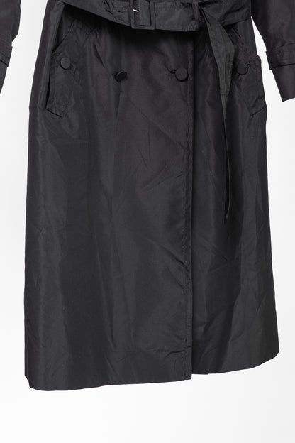 Prada Black Silk-Taffeta Belted Double-Breasted Trench Coat
