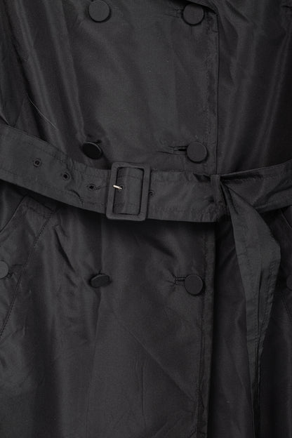 Prada Black Silk-Taffeta Belted Double-Breasted Trench Coat