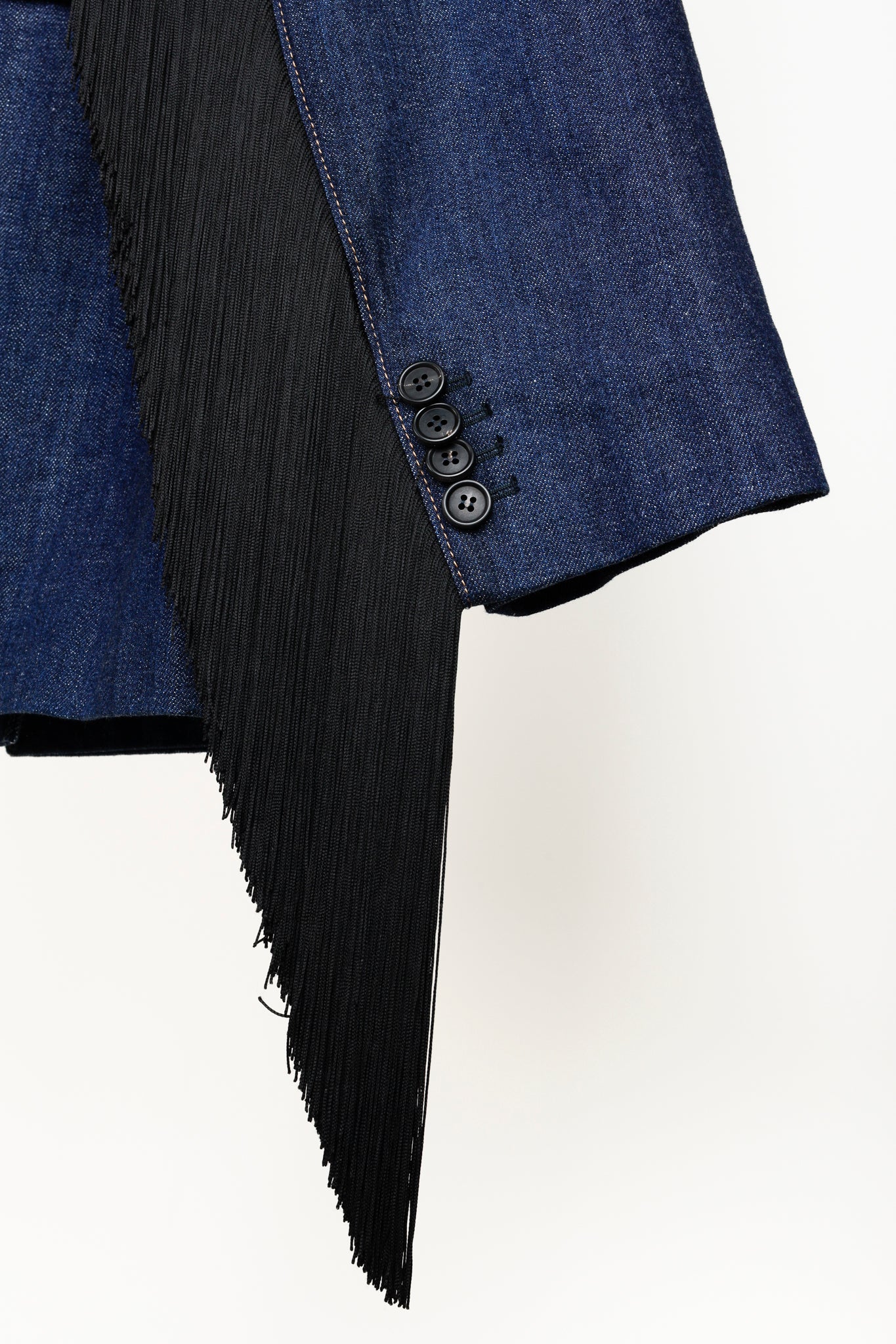 Prada 2020 Runway Blue Denim Fringe Blazer