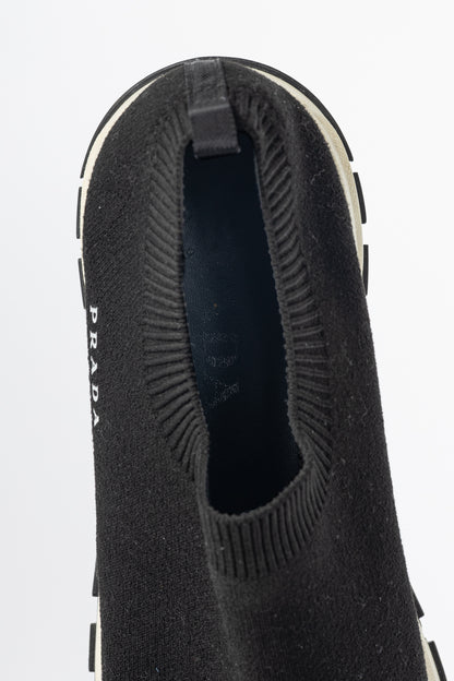 Prada Black Knit Slip-On Sock Sneakers