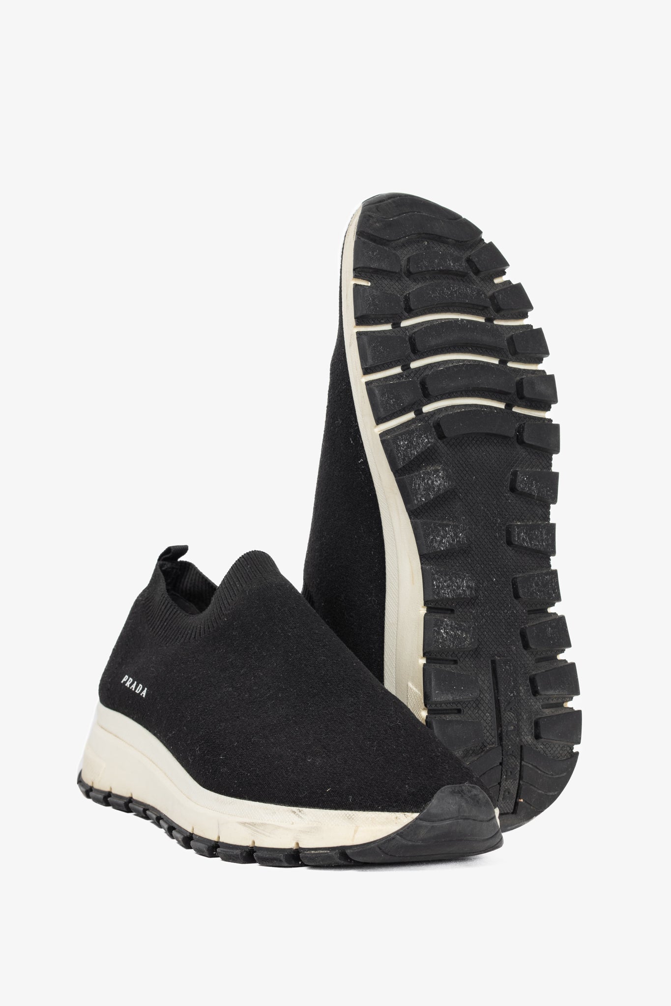 Prada Black Knit Slip-On Sock Sneakers