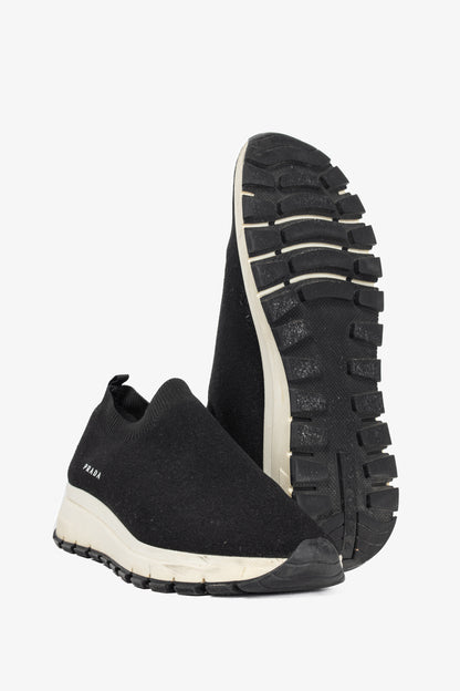Prada Black Knit Slip-On Sock Sneakers