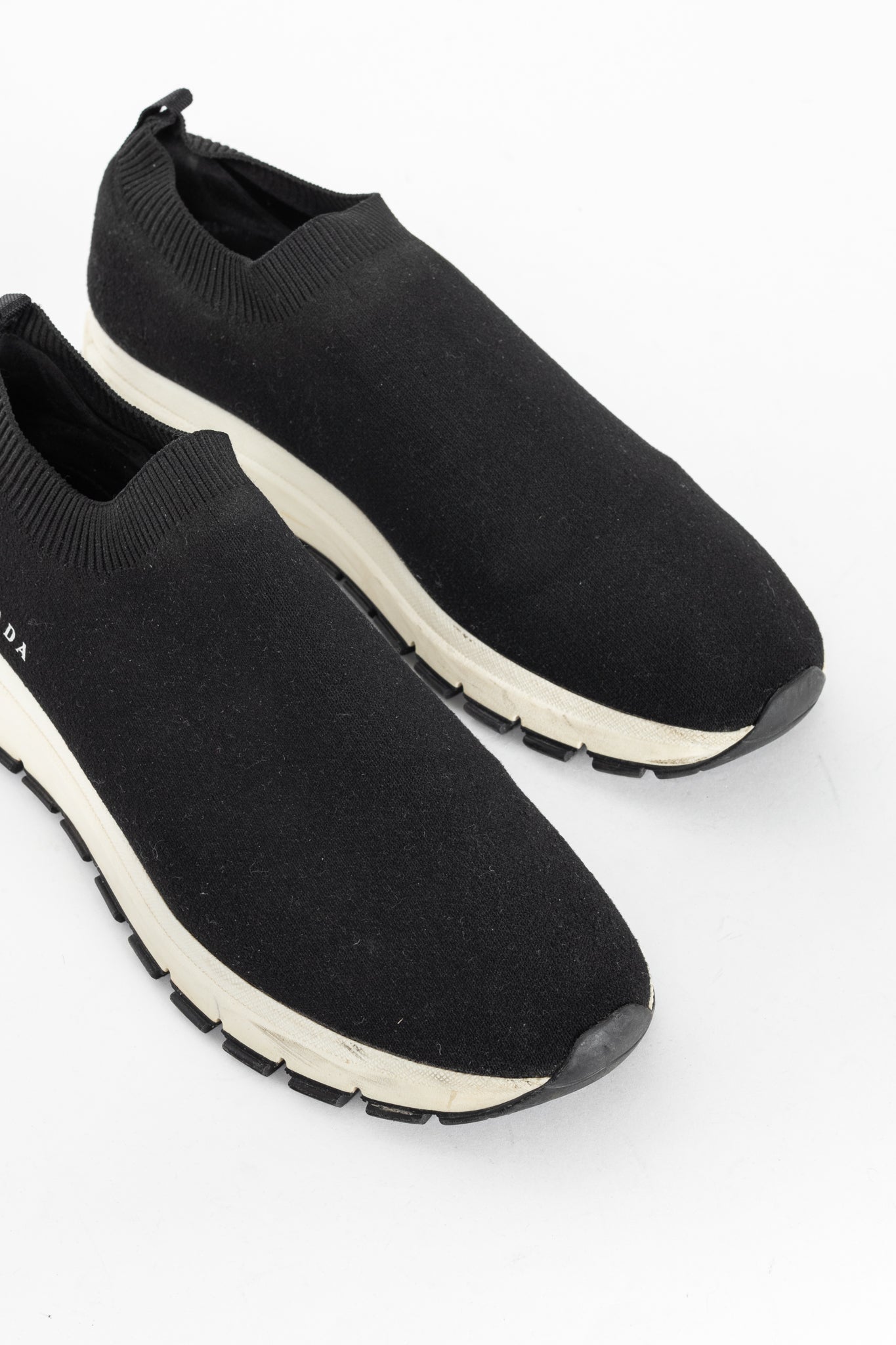 Prada Black Knit Slip-On Sock Sneakers