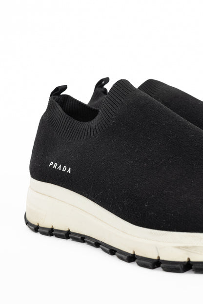 Prada Black Knit Slip-On Sock Sneakers