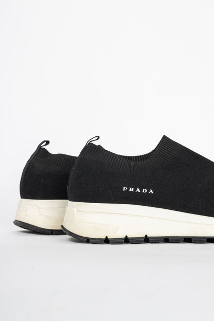 Prada Black Knit Slip-On Sock Sneakers