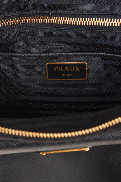 Prada Tessuto Nylon Saffiano Black Tote Bag