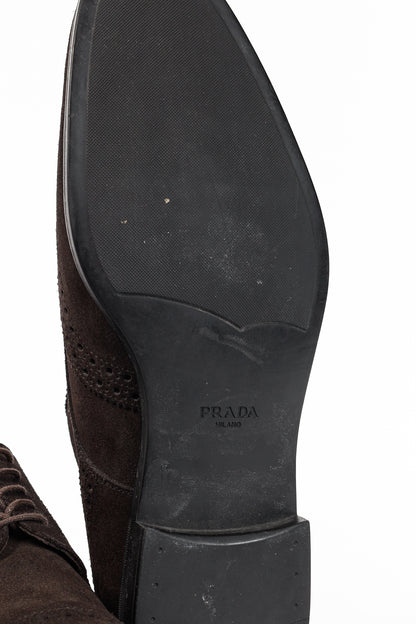 Prada Moro Suede Wingtip Derbies