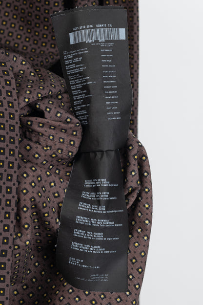 Prada Purple Dotted-Square-Print Cotton-Poplin Buttoned Shirt